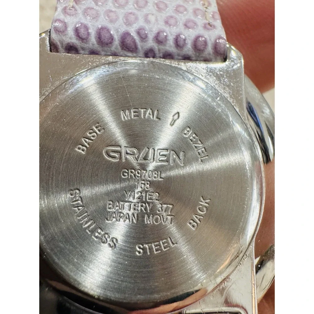 Gruen GR9708L Women's Crystal Bezel Purple Strap Quartz Watch Japan Movt